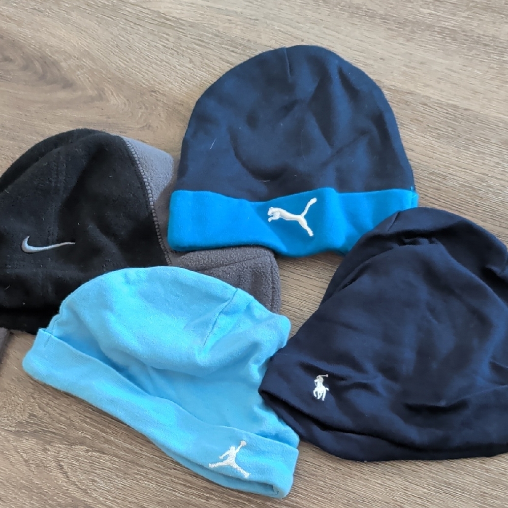 Infant Blue and Black Beanie Set